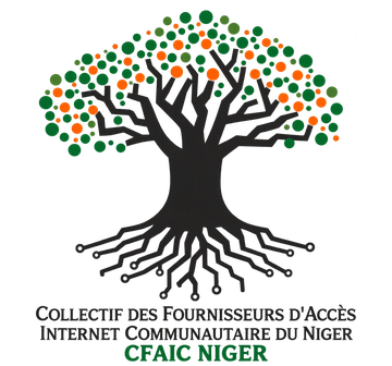 Logo du CFAIC Niger : un baobab aux feuilles vertes et orange dont les racines forment un circuit